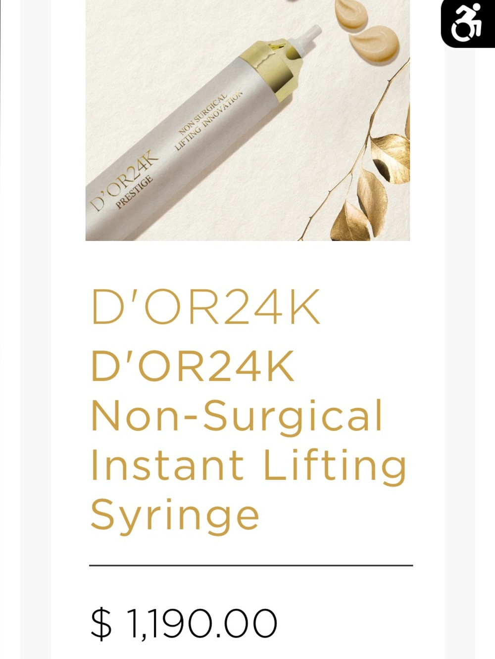 D'OR24K Prestige Instant Lifting Syringe